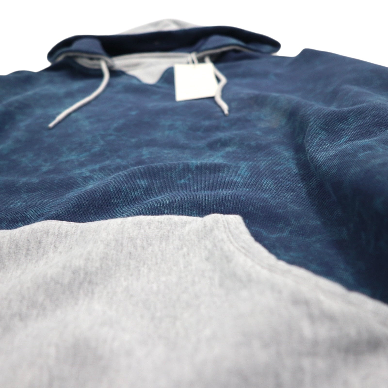 JieDa × FRUIT OF THE LOOM Felpa vintage bicolore 2TONE VINTAGE PARKER M navy grigio, cappuccio applicato, inserto a V frontale Jie-21W-CT05, Nuovo