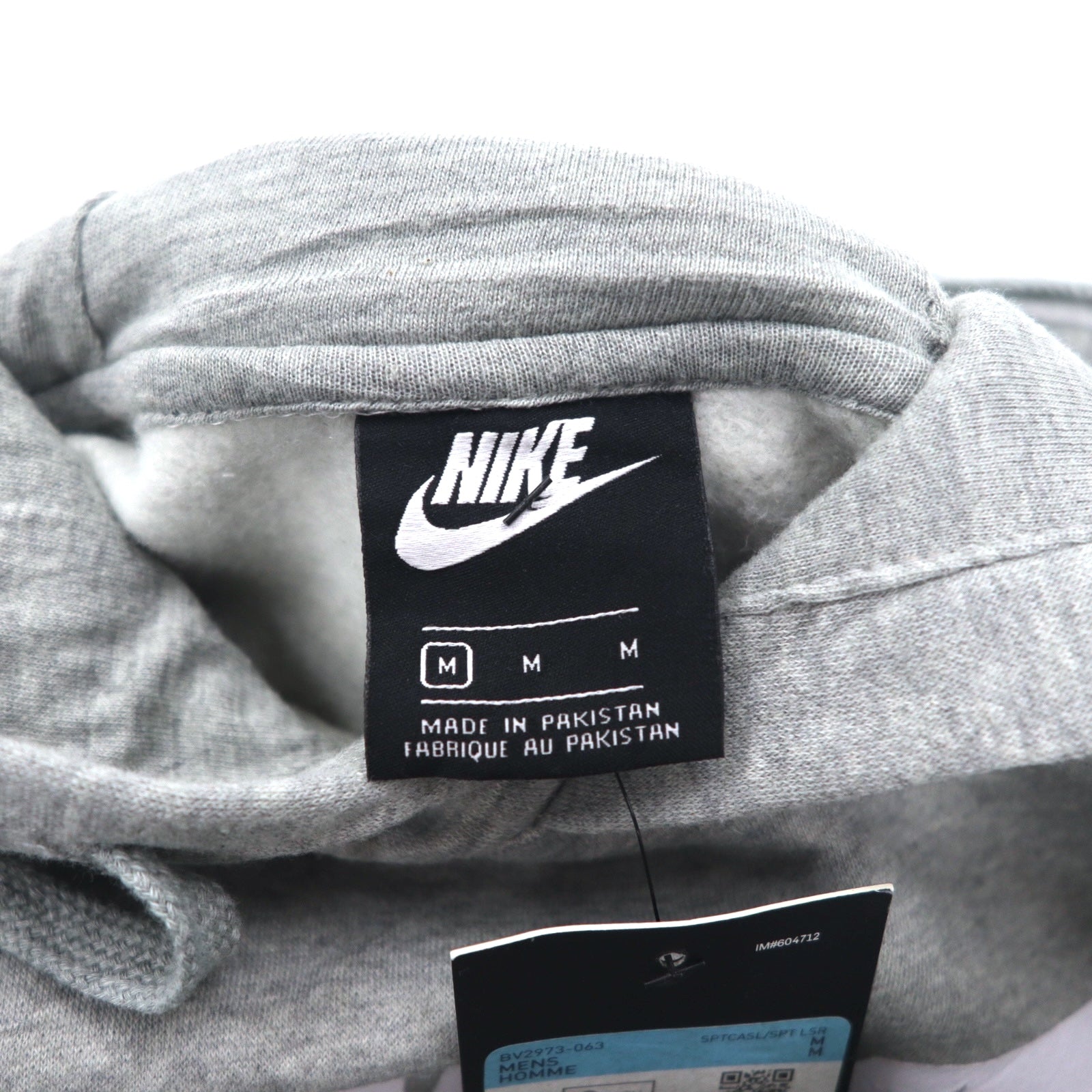 NIKE Felpa con cappuccio pullover stampa logo Swoosh M grigia NSW CLUB HOODIE BV2973-063 Made in Pakistan Articolo nuovo
