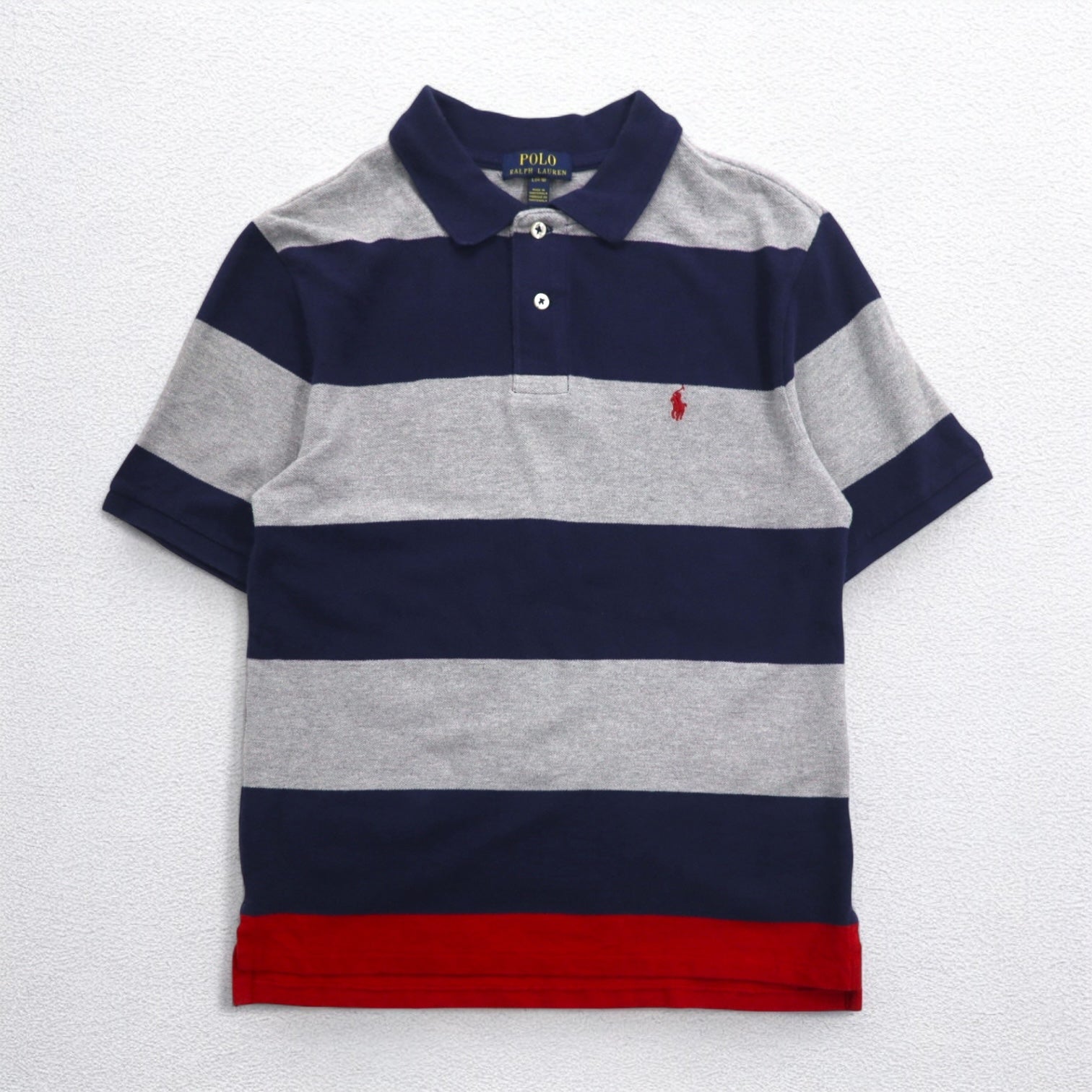 Polo Ralph Lauren Polo a righe L Grigio navy Cotone Piquet Ricamo piccolo pony