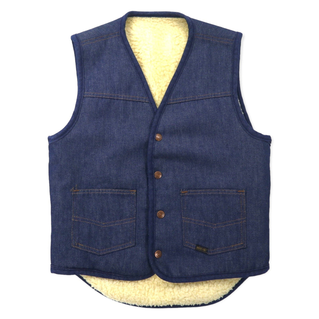 ROEBUCKS (Sears) Gilet di jeans con fodera in pile anni '80, taglia S, blu, cotone, 2 tasche