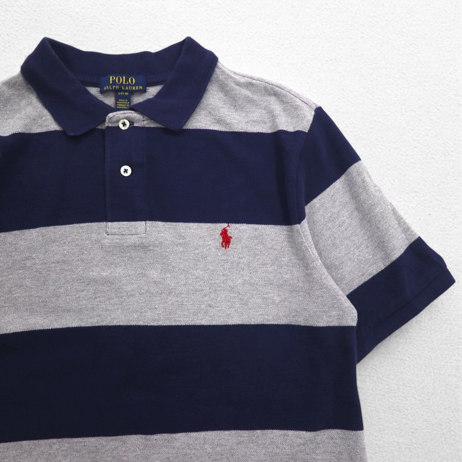 Polo Ralph Lauren Polo a righe L Grigio navy Cotone Piquet Ricamo piccolo pony