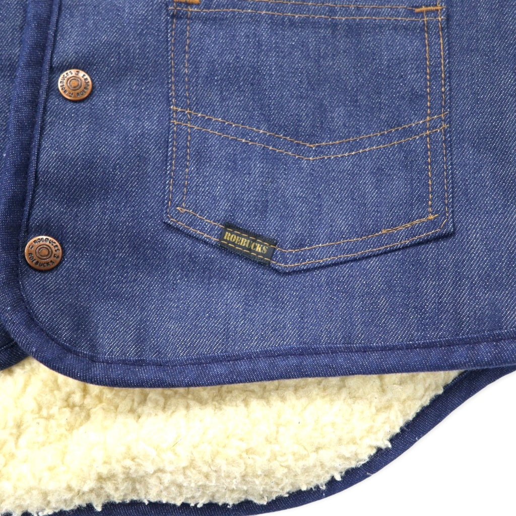 ROEBUCKS (Sears) Gilet di jeans con fodera in pile anni '80, taglia S, blu, cotone, 2 tasche