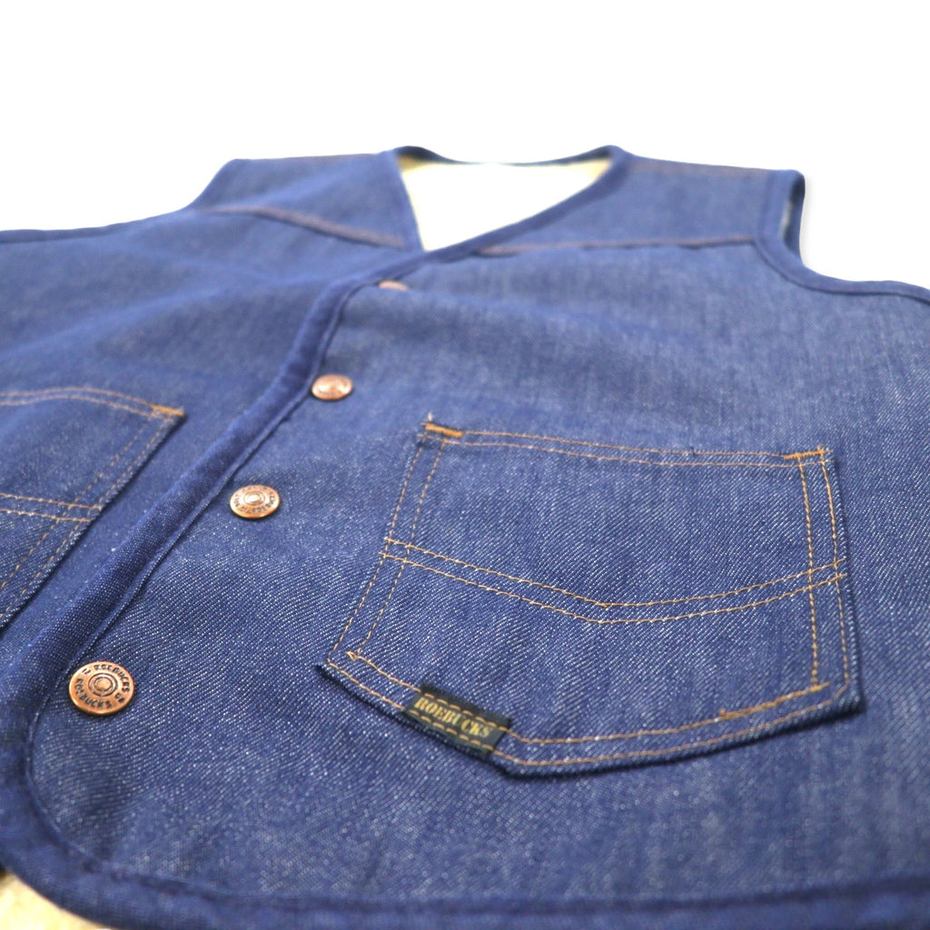 ROEBUCKS (Sears) Gilet di jeans con fodera in pile anni '80, taglia S, blu, cotone, 2 tasche