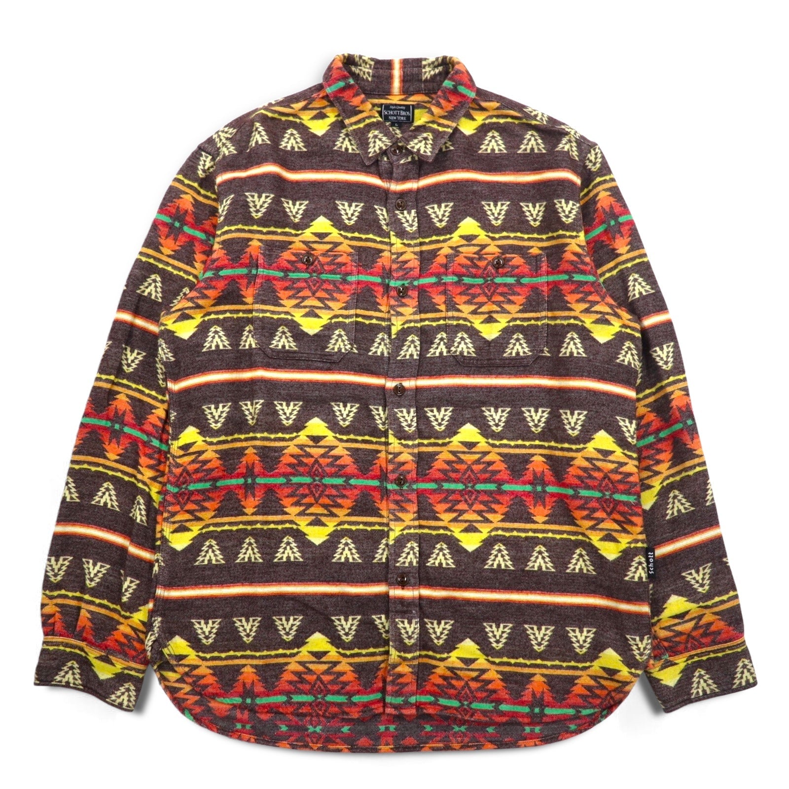 SCHOTT BROS. Camicia di flanella con motivo nativo L Multicolore Cotone Taschino sul petto 3105047