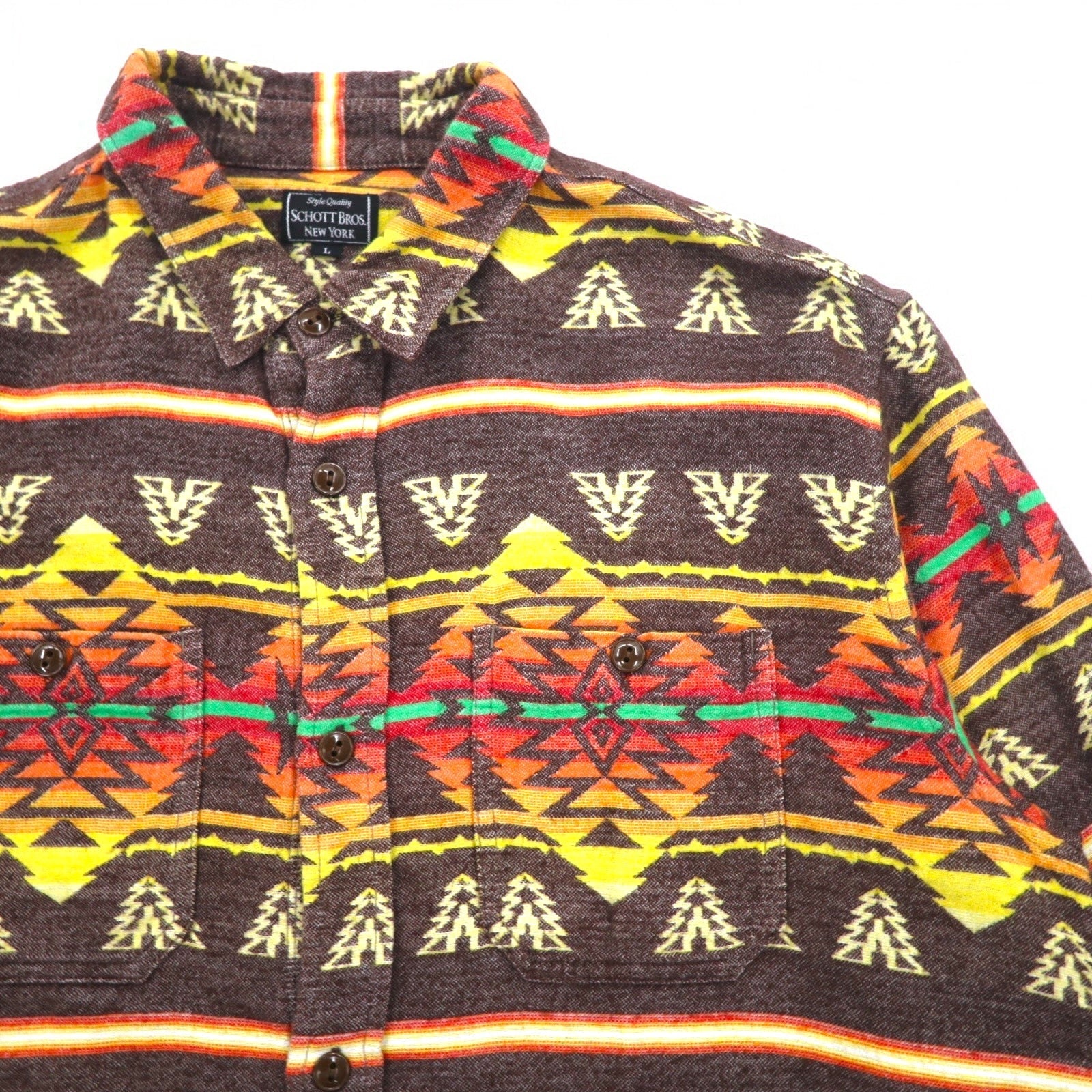 SCHOTT BROS. Camicia di flanella con motivo nativo L Multicolore Cotone Taschino sul petto 3105047