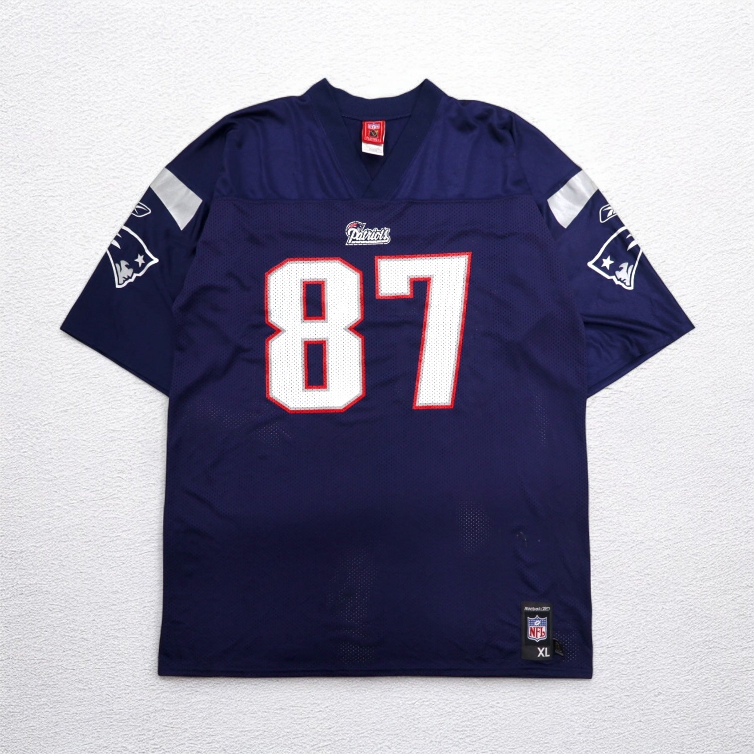 Reebok Maglia da gioco NFL Patriots Football Uniforme XL Navy Rete Nylon Numerazione