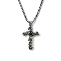 Vintage Silver Cross Necklace ヴィンテージ 浮き唐草彫り クロス 十字架 ネックレス ブラックオニキス シルバー 925
