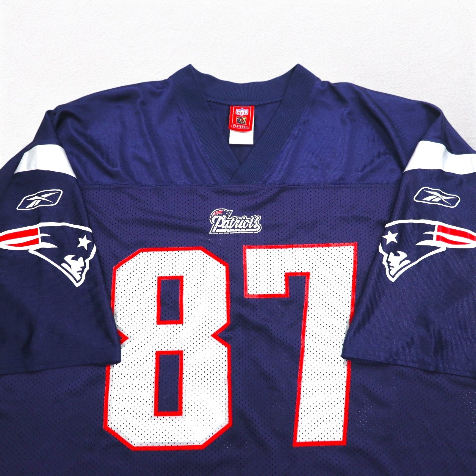 Reebok Maglia da gioco NFL Patriots Football Uniforme XL Navy Rete Nylon Numerazione
