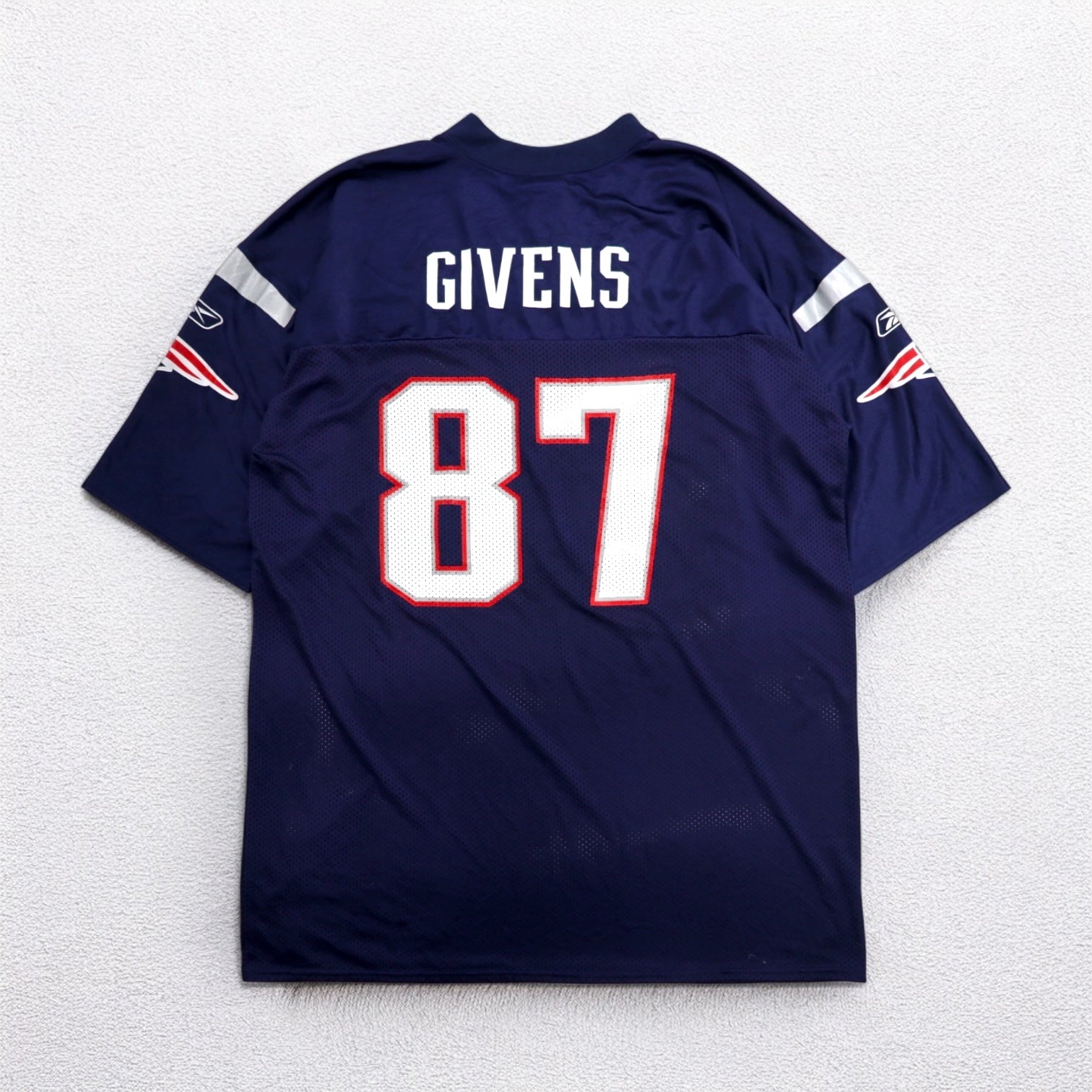 Reebok Maglia da gioco NFL Patriots Football Uniforme XL Navy Rete Nylon Numerazione