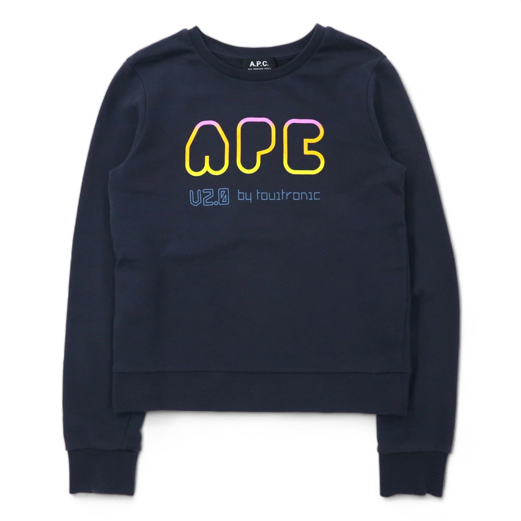Felpa con stampa A.P.C. XS blu navy cotone V2.0 by touitronic