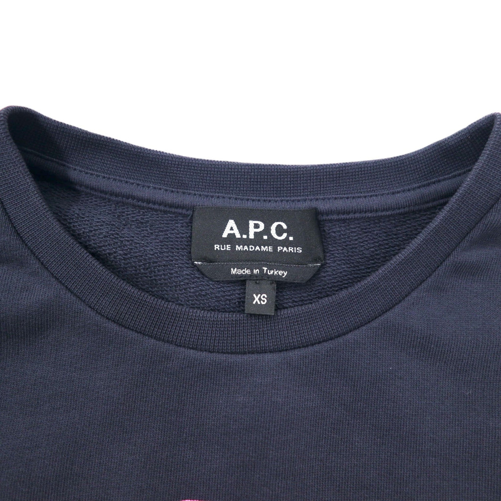 Felpa con stampa A.P.C. XS blu navy cotone V2.0 by touitronic