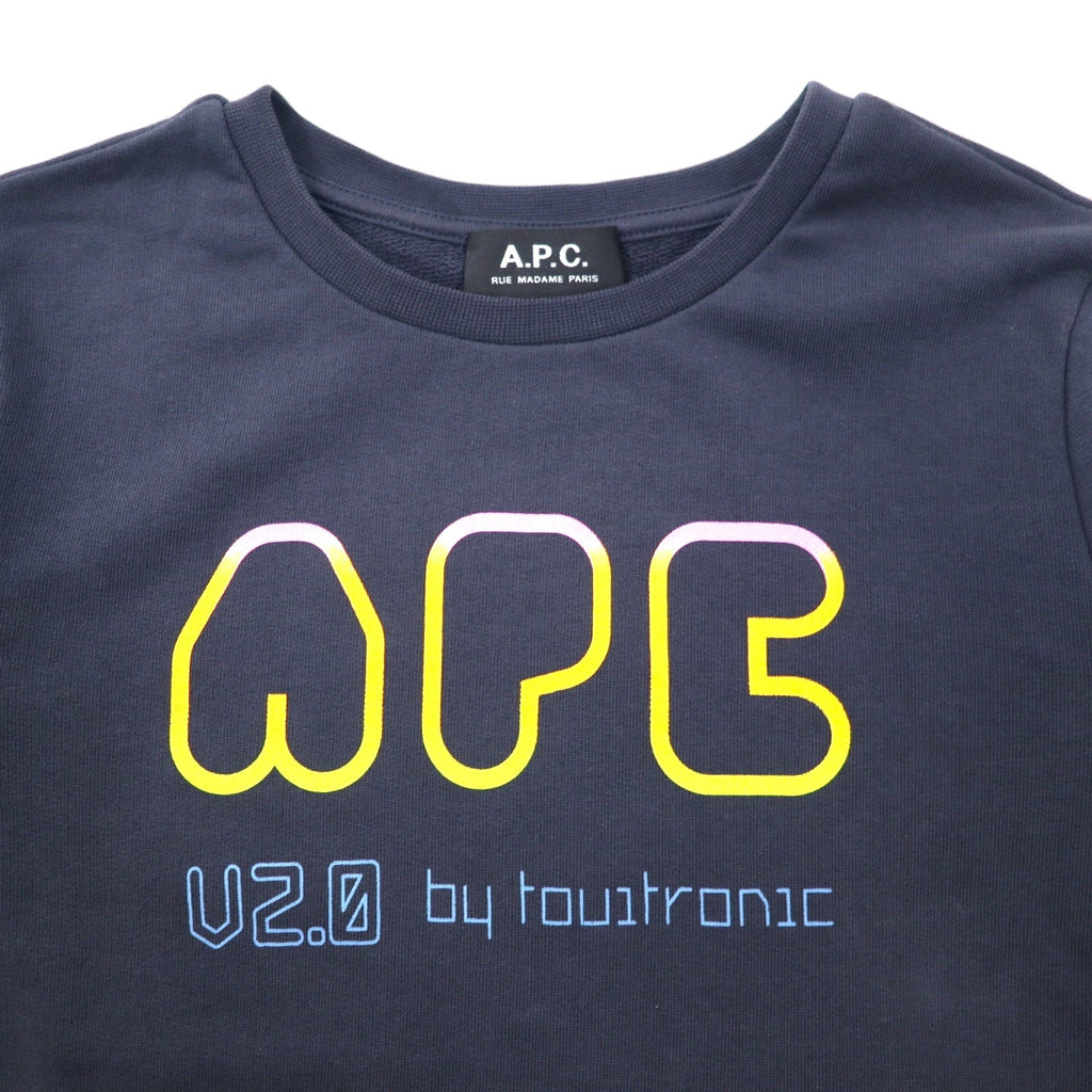 Felpa con stampa A.P.C. XS blu navy cotone V2.0 by touitronic