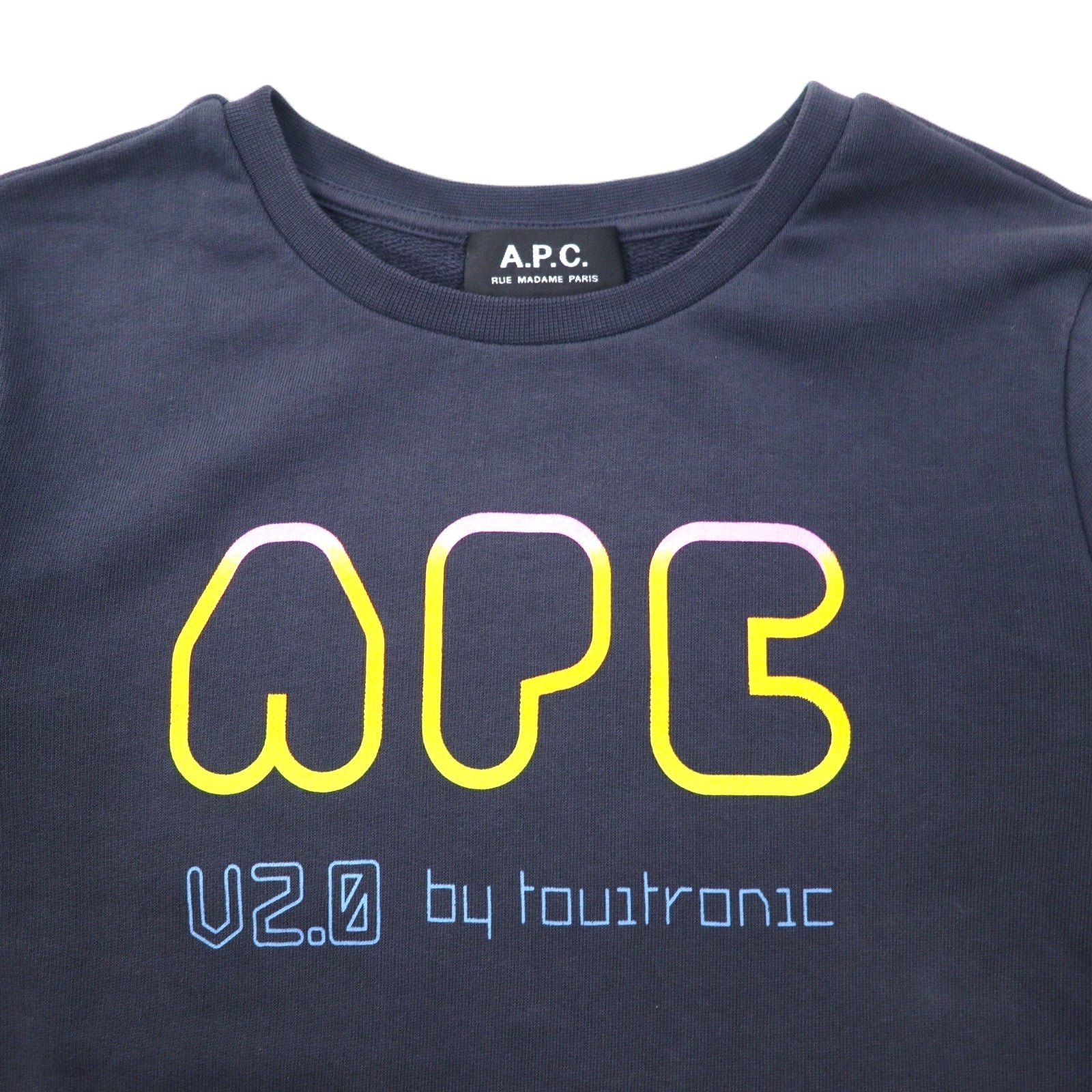 Felpa con stampa A.P.C. XS blu navy cotone V2.0 by touitronic