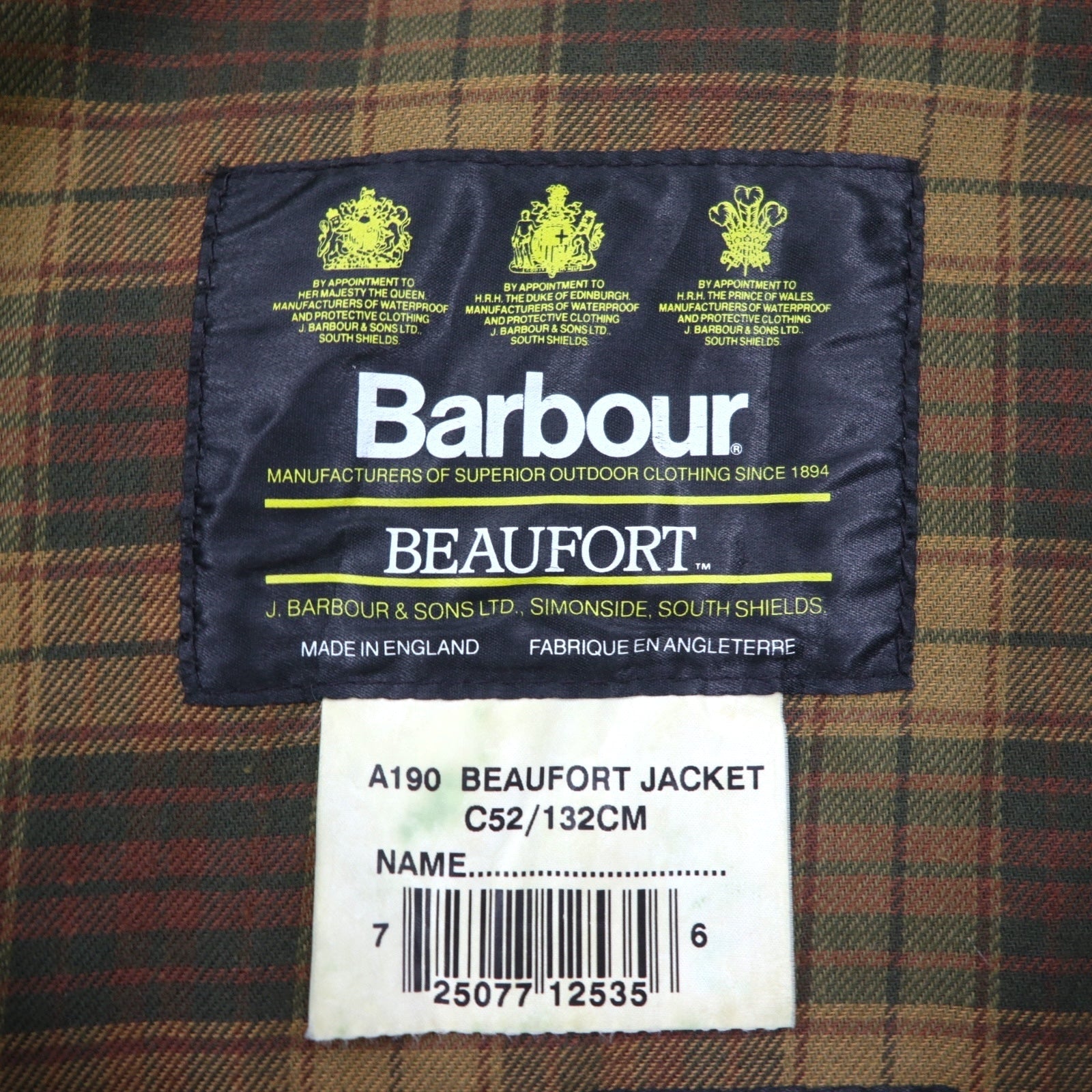 BARBOUR Made in England Beaufort Giacca Oliata 2XL Marrone Cotone Cerato 3 Royal Warrant