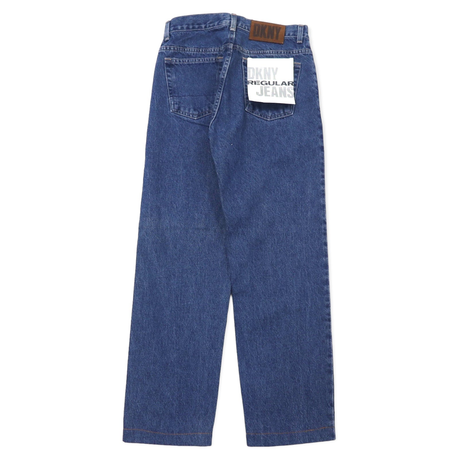DKNY (Donna Karan New York) USA Made Anni '90 Jeans Taglia 30 Blu Cotone Chiusura a cerniera Patch in pelle Articolo nuovo