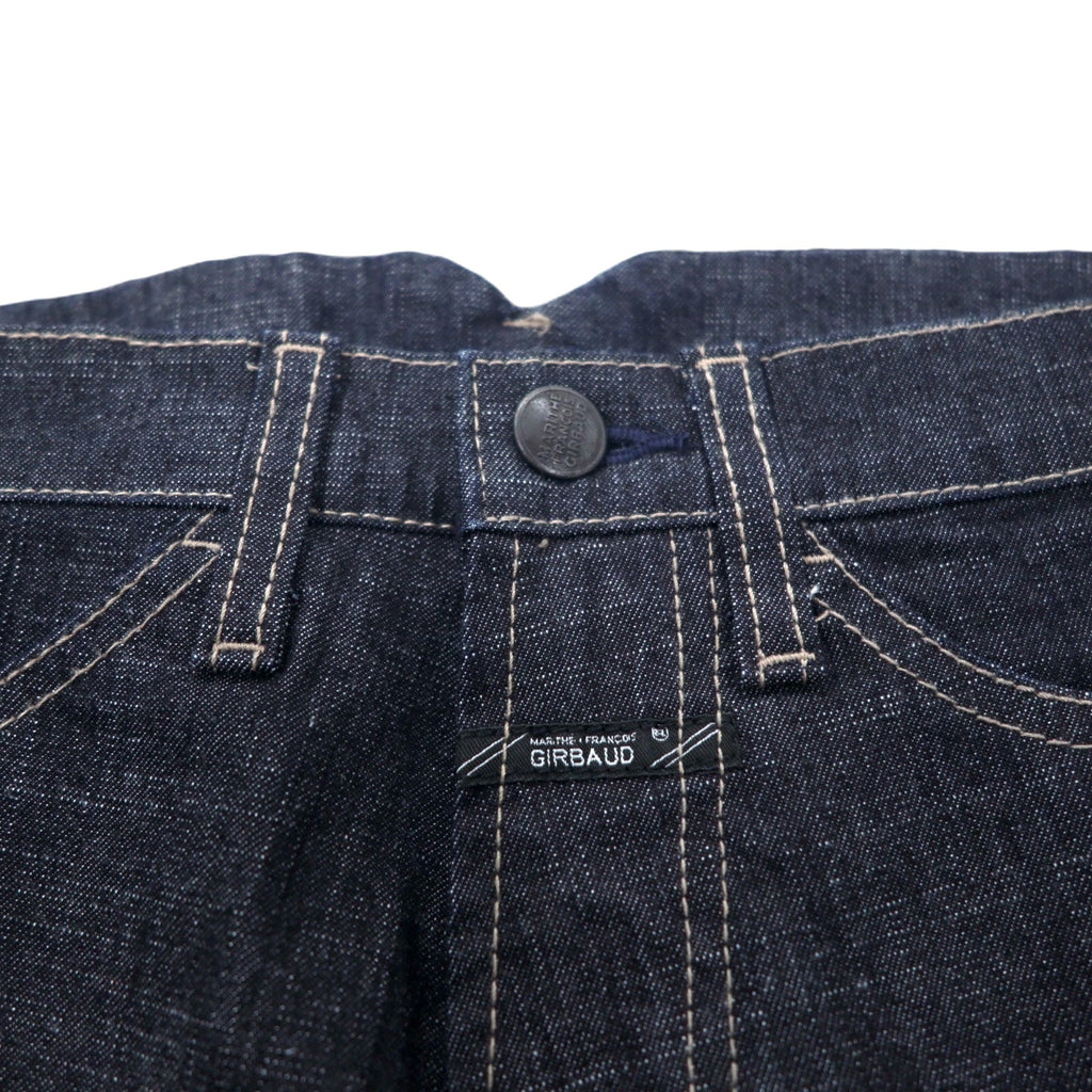 MARITHE FRANCOIS GIRBAUD Jeans in denim con taglio 3D, taglia S, blu scuro, cotone elasticizzato, chiusura con cerniera, prodotto in Giappone