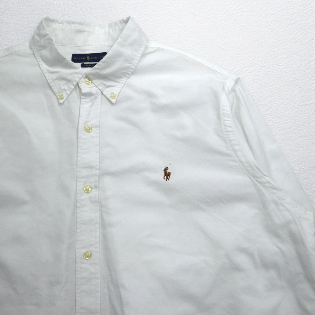 RALPH LAUREN Camicia Oxford button-down 2XL bianca CLASSIC FIT con ricamo piccolo pony