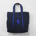 Polo Ralph Lauren ヴィンテージ加工 ビッグポニー キャンバス トートバッグ ネイビー 刺繍 ジップ