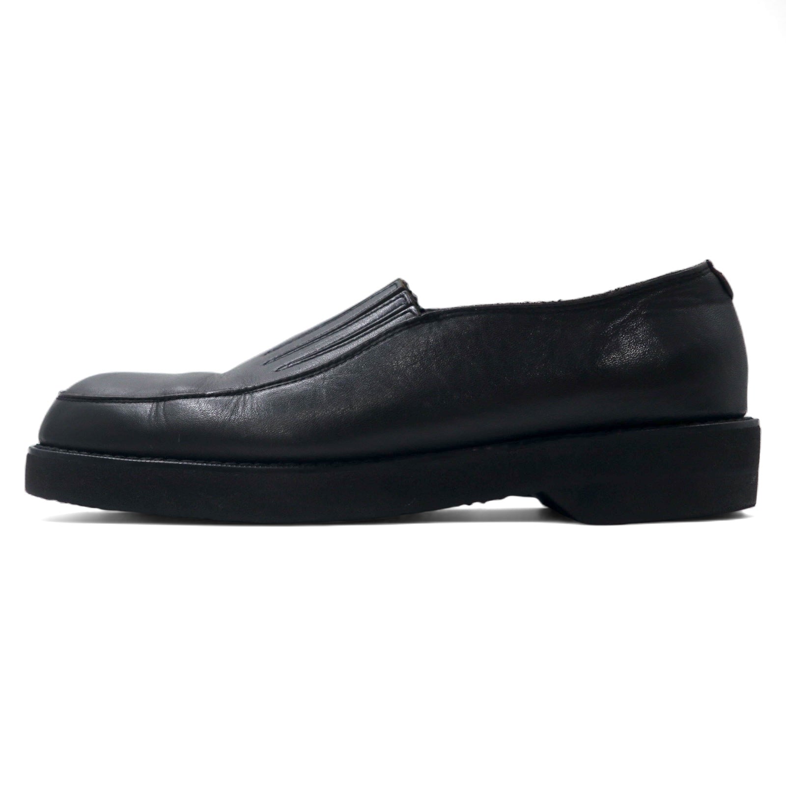 COMME des GARCONS Moccasini slip-on con suola in gomma, taglia 24.5 cm, pelle nera