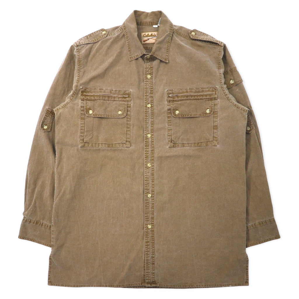 Cabela's 90年代 フィールドシャツ L カーキ コットン エポレット ミリタリー