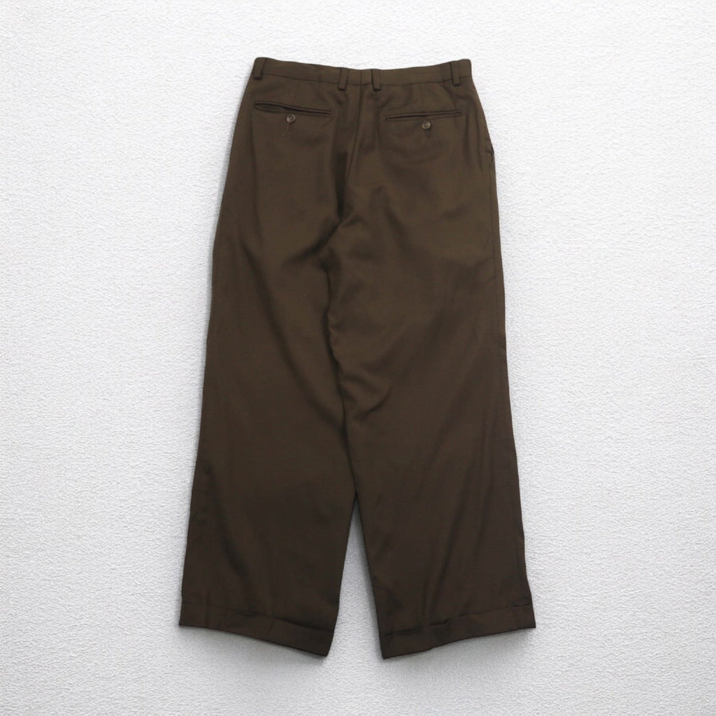LAUREN RALPH LAUREN 90年代 120's & CASHMERE カシミヤ 2タック ワイド スラックスパンツ M ブラウン ウール