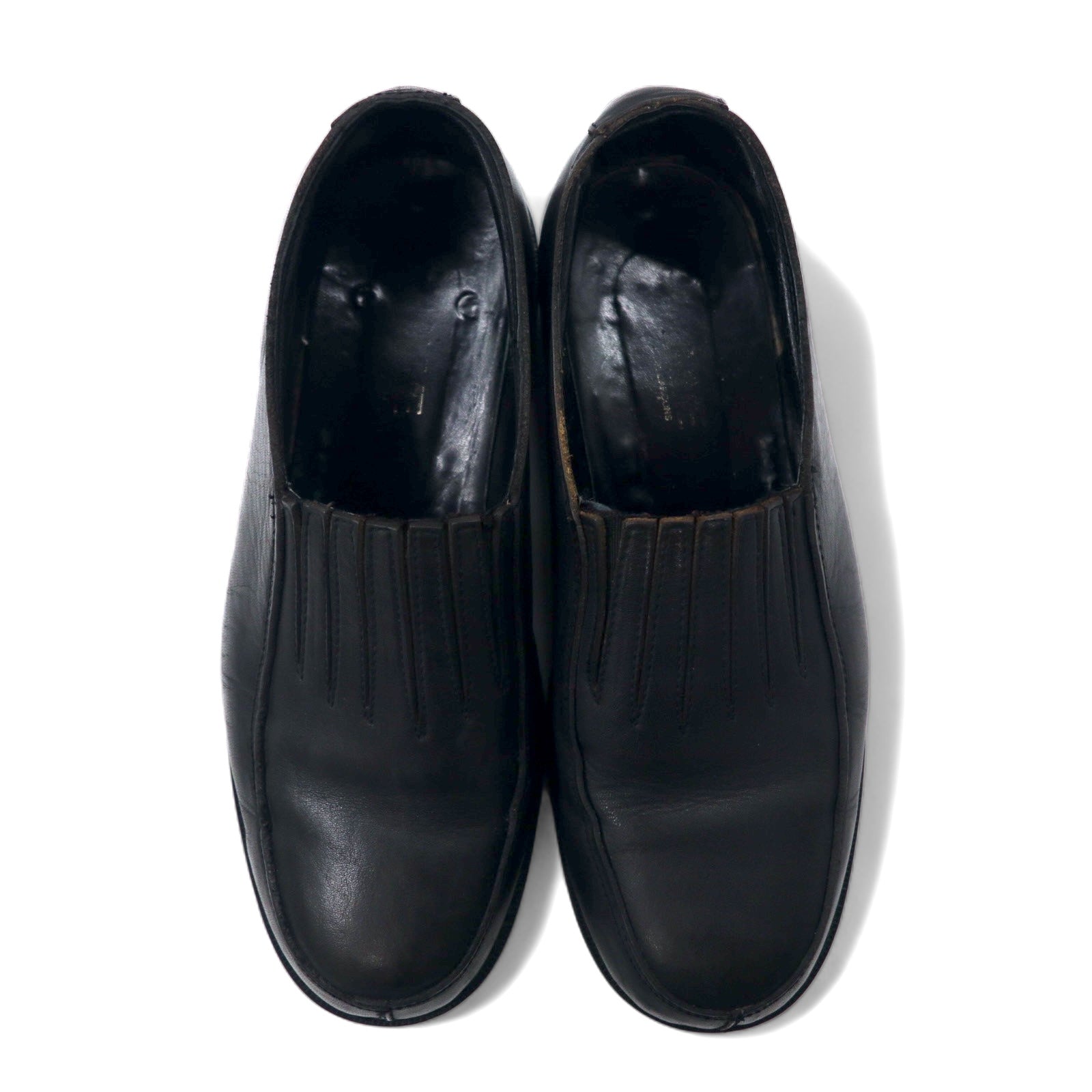 COMME des GARCONS Moccasini slip-on con suola in gomma, taglia 24.5 cm, pelle nera