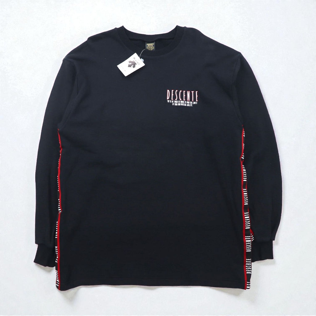 DESCENTE 90年代 日本製 テープロゴ デザイン スウェット トレーナー L ブラック 未使用品