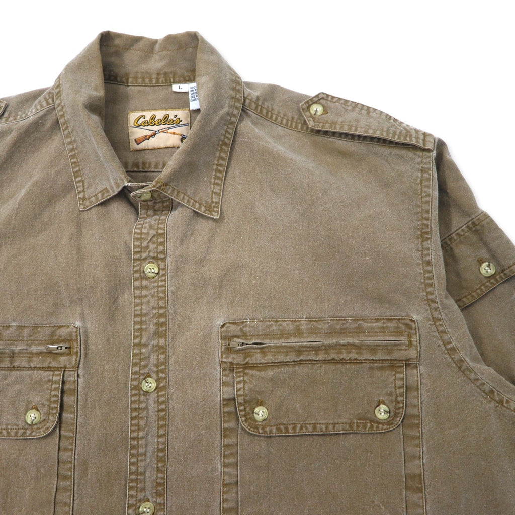 Cabela's 90年代 フィールドシャツ L カーキ コットン エポレット ミリタリー