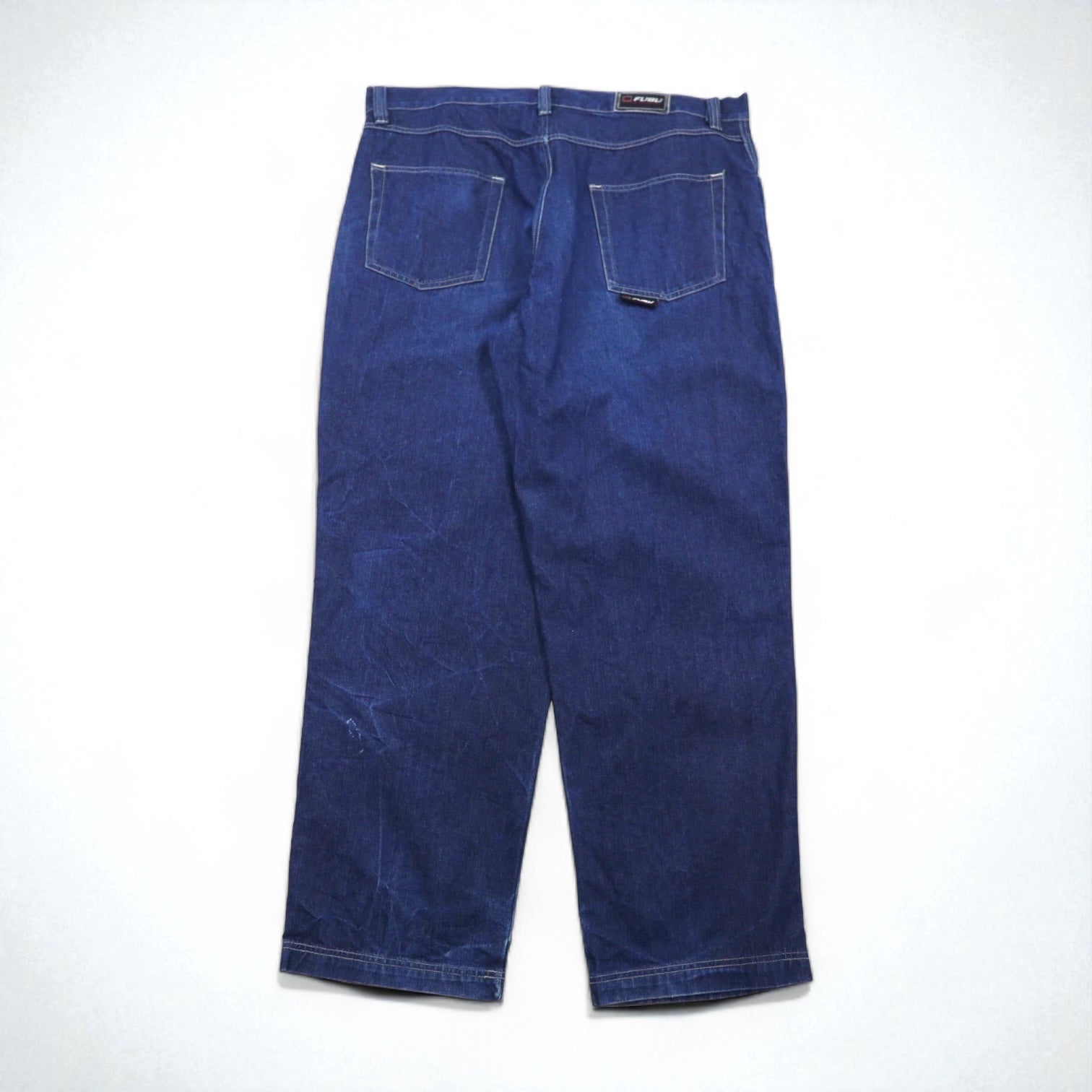 FUBU anni 2000 jeans larghi a gamba larga taglia XL blu indaco con cerniera lampo