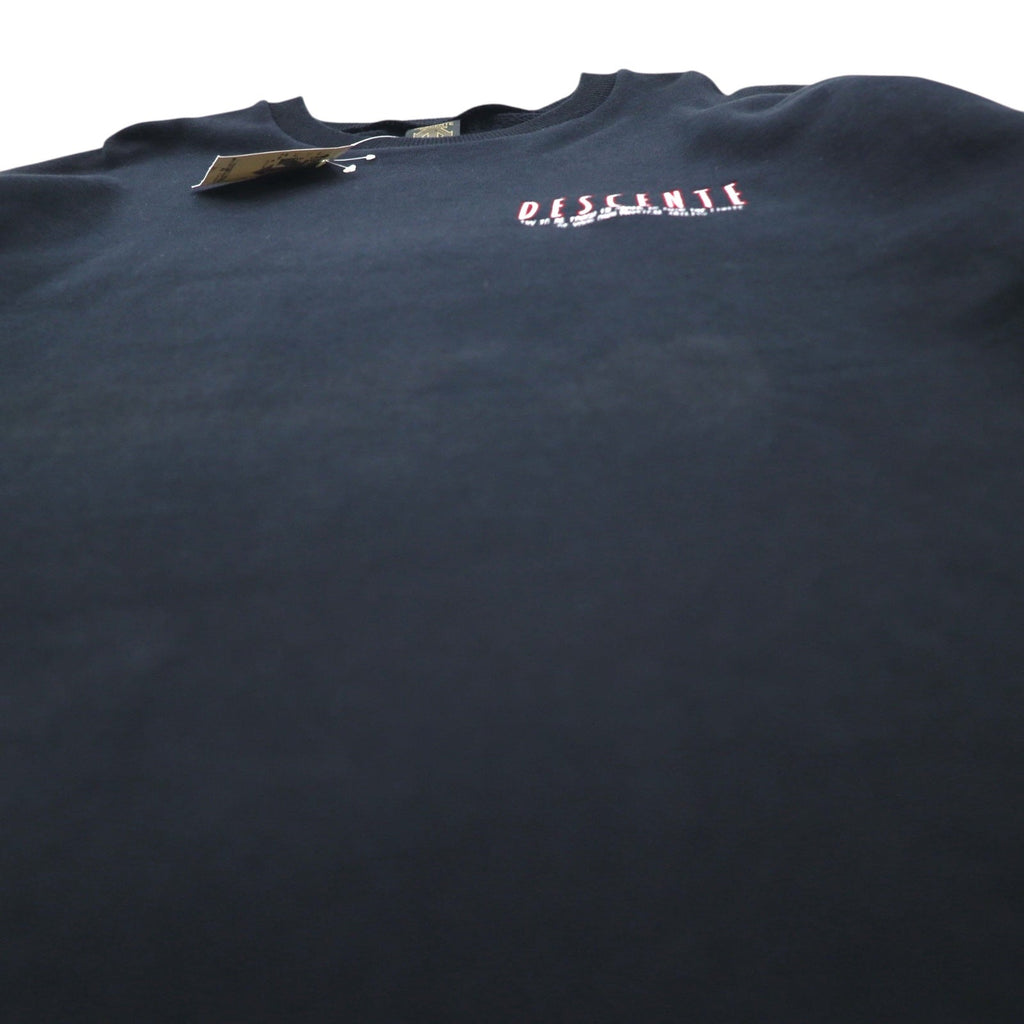 DESCENTE 90年代 日本製 テープロゴ デザイン スウェット トレーナー L ブラック 未使用品