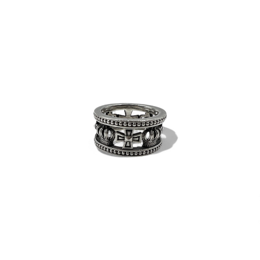 Justin Davis クラウン 王冠 アイアンクロス リング 指輪 18号 シルバー 925 MEDIEVAL WEDDING BAND