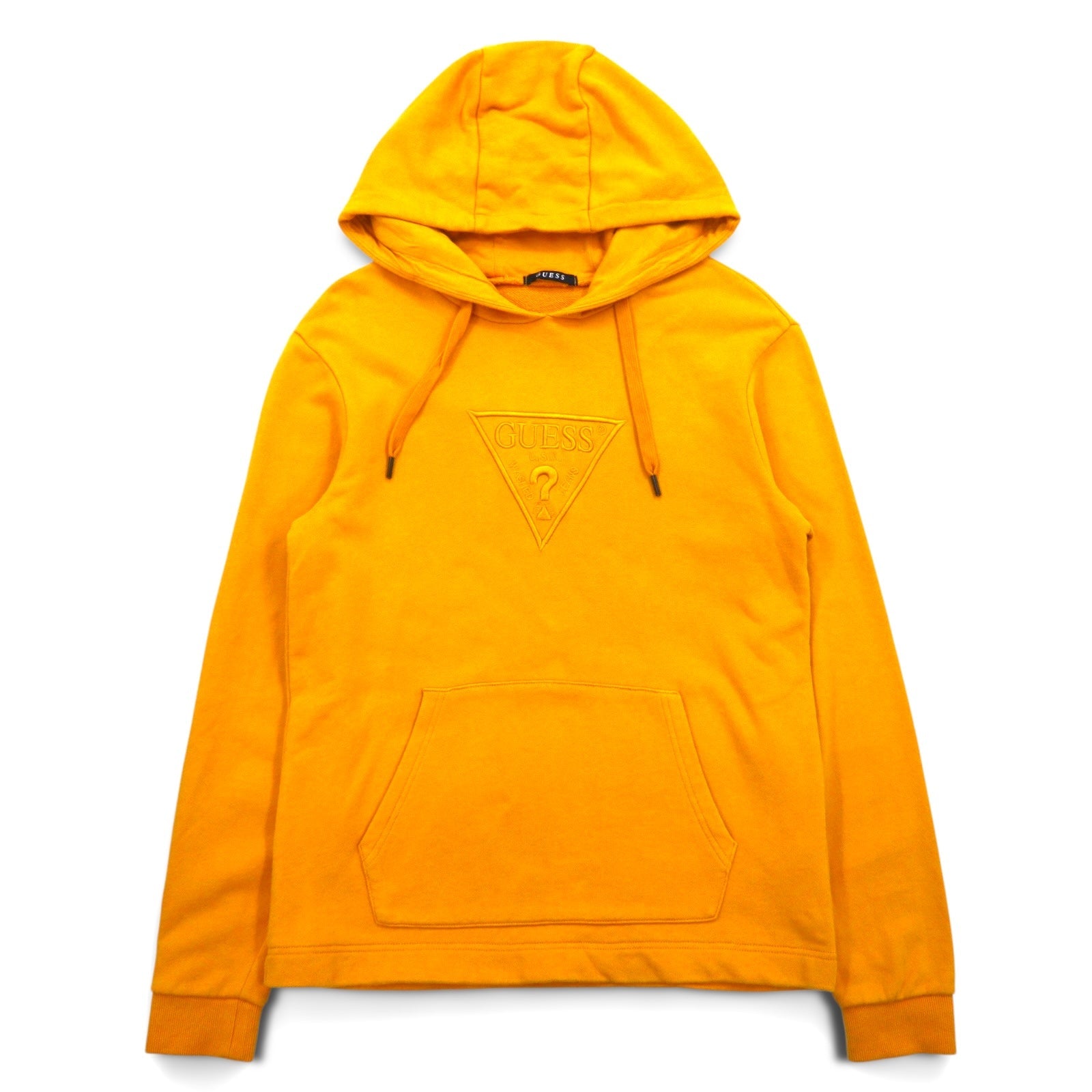 GUESS Felpa con cappuccio pullover con logo a triangolo ricamato M Giallo Cotone MI3K9471