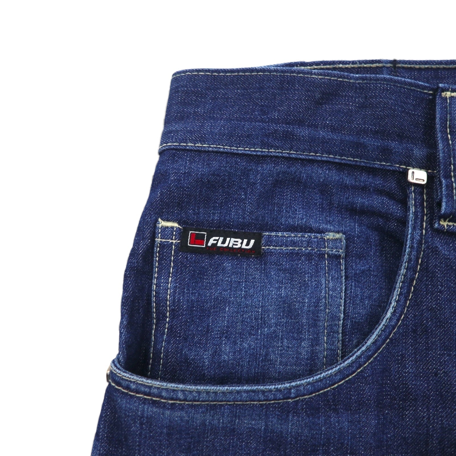 FUBU anni 2000 jeans larghi a gamba larga taglia XL blu indaco con cerniera lampo