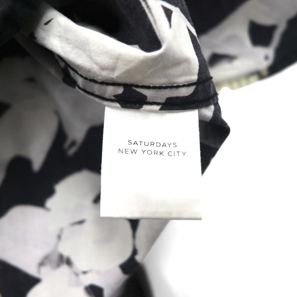 SATURDAYS NYC Camicia a maniche corte button-down M nera monocromatica in cotone con stampa all-over