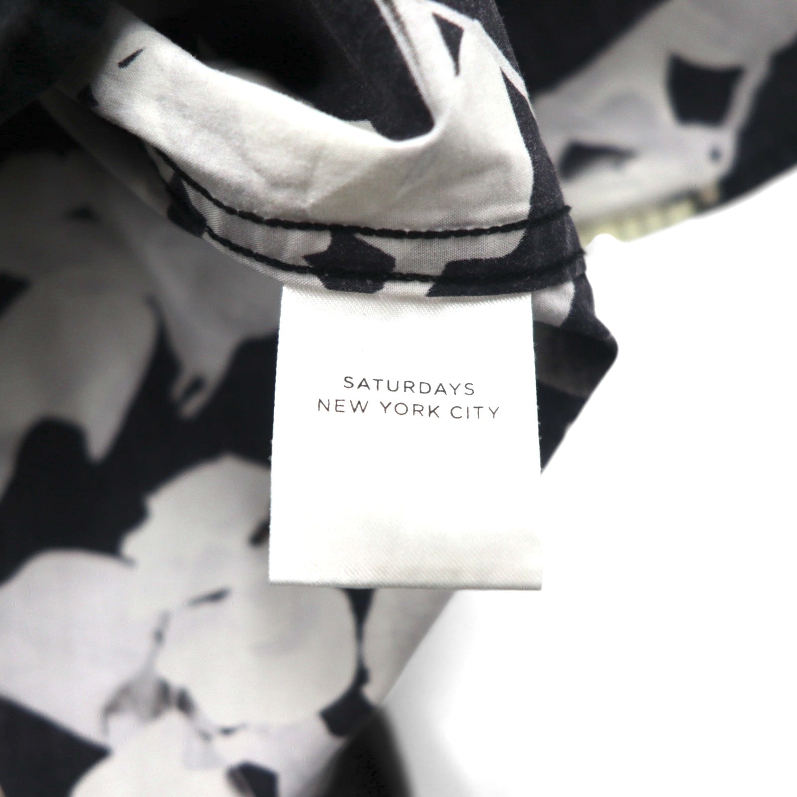 SATURDAYS NYC Camicia a maniche corte button-down M nera monocromatica in cotone con stampa all-over