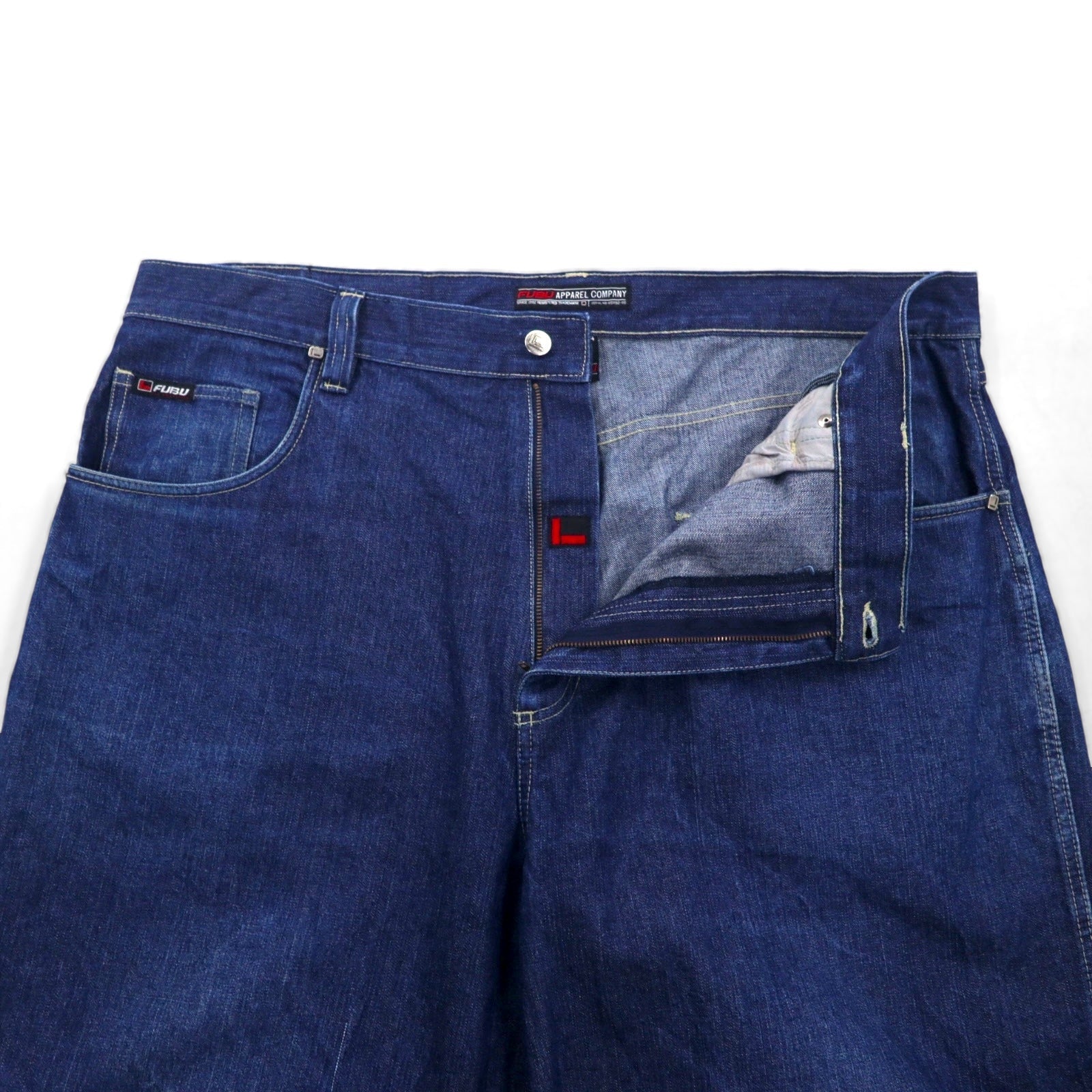 FUBU anni 2000 jeans larghi a gamba larga taglia XL blu indaco con cerniera lampo