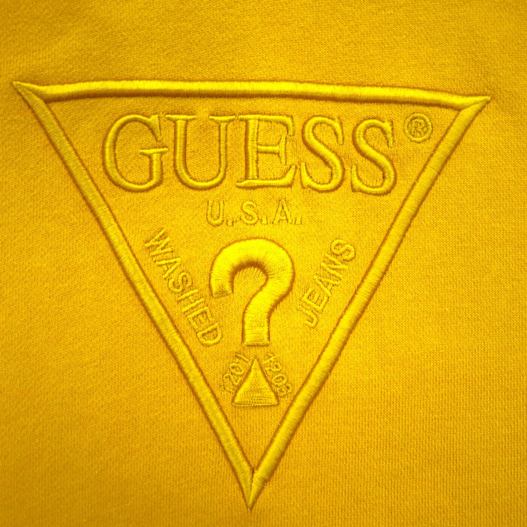 GUESS Felpa con cappuccio pullover con logo a triangolo ricamato M Giallo Cotone MI3K9471