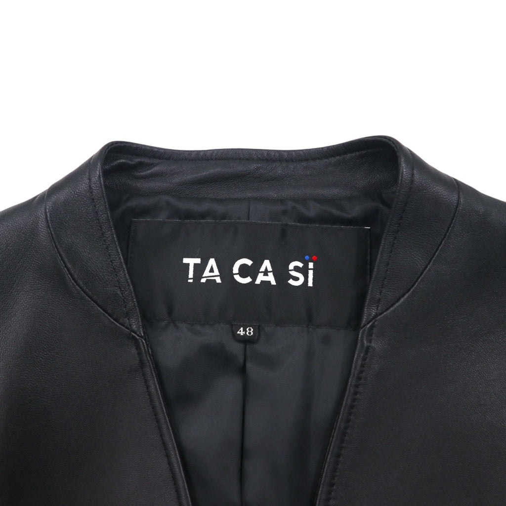TA CA SI International Gallery BEAMS ラムレザー ダブルブレスト ジャケット M ノーカラー 羊革 23-16-0719-262