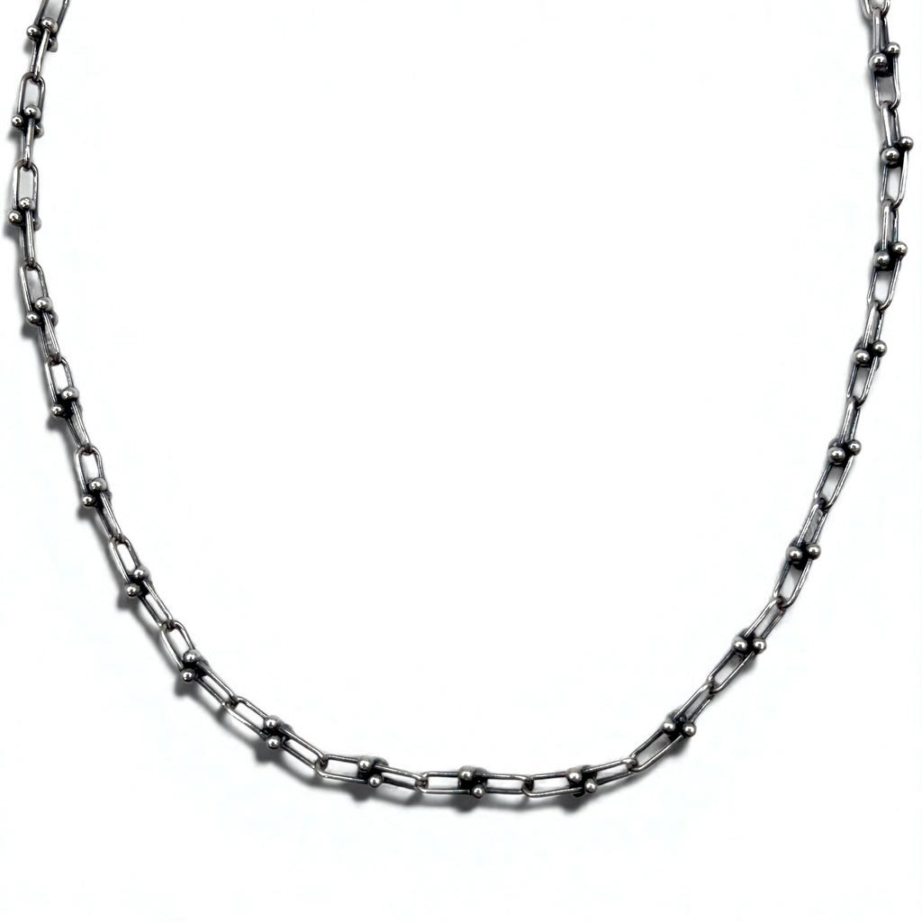 Collana vintage in argento con catena a maglie, braccialetto a 3 fili in argento 925, utilizzabile in 2 modi