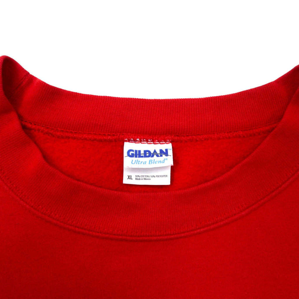 GILDAN Felpa stampa college XL rossa cotone interno felpato MIDDLEBERG TIGERS BASKETBALL oversize Made in Mexico