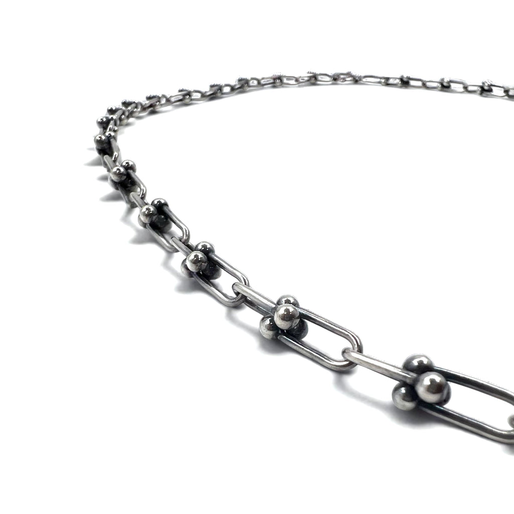 Collana vintage in argento con catena a maglie, braccialetto a 3 fili in argento 925, utilizzabile in 2 modi
