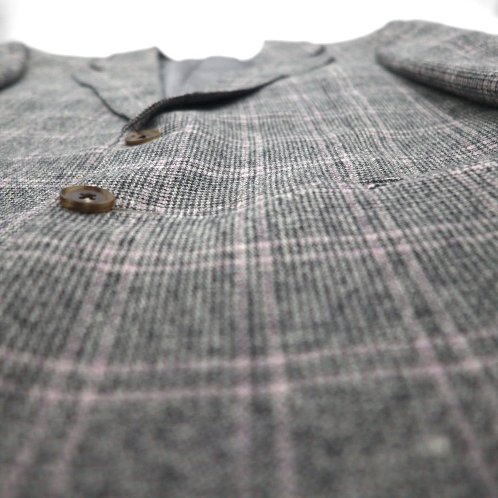 BURBERRY Giacca in tweed 2 bottoni misto cashmere, taglia M, grigia a quadri, lana, Made in Japan