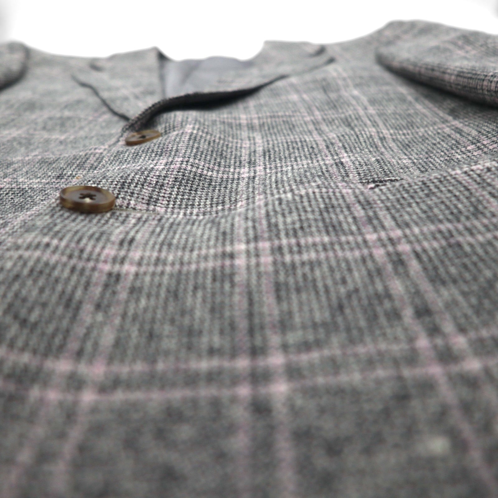 BURBERRY Giacca in tweed 2 bottoni misto cashmere, taglia M, grigia a quadri, lana, Made in Japan