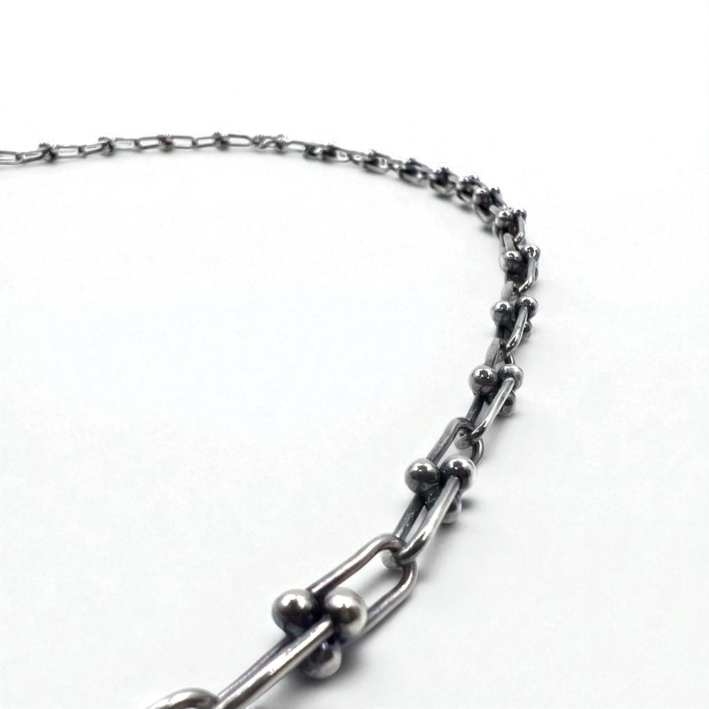Collana vintage in argento con catena a maglie, braccialetto a 3 fili in argento 925, utilizzabile in 2 modi