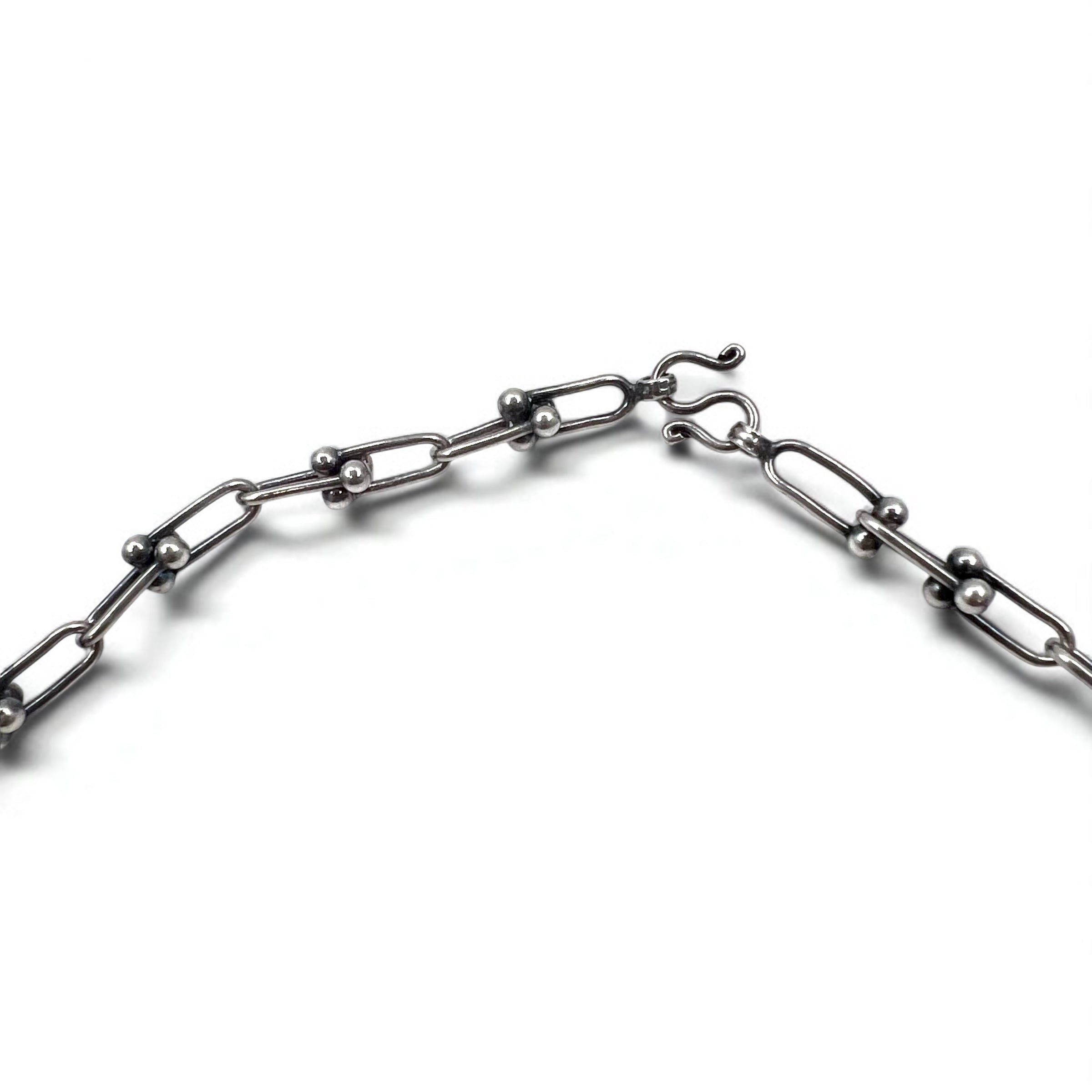 Collana vintage in argento con catena a maglie, braccialetto a 3 fili in argento 925, utilizzabile in 2 modi