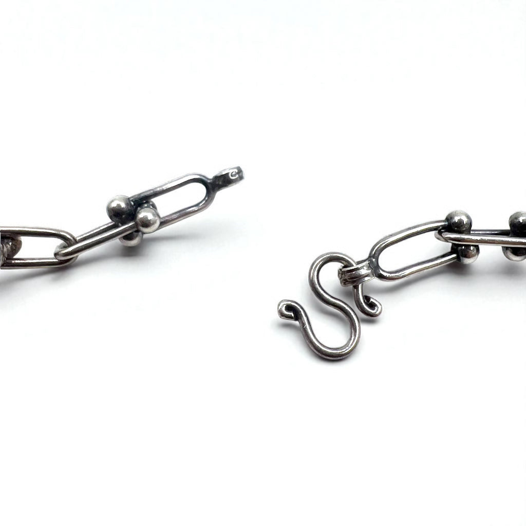 Collana vintage in argento con catena a maglie, braccialetto a 3 fili in argento 925, utilizzabile in 2 modi