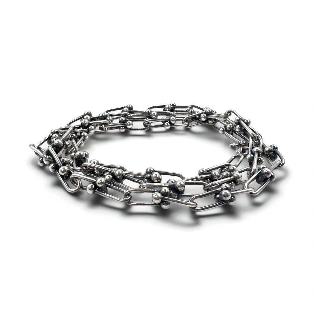 Collana vintage in argento con catena a maglie, braccialetto a 3 fili in argento 925, utilizzabile in 2 modi