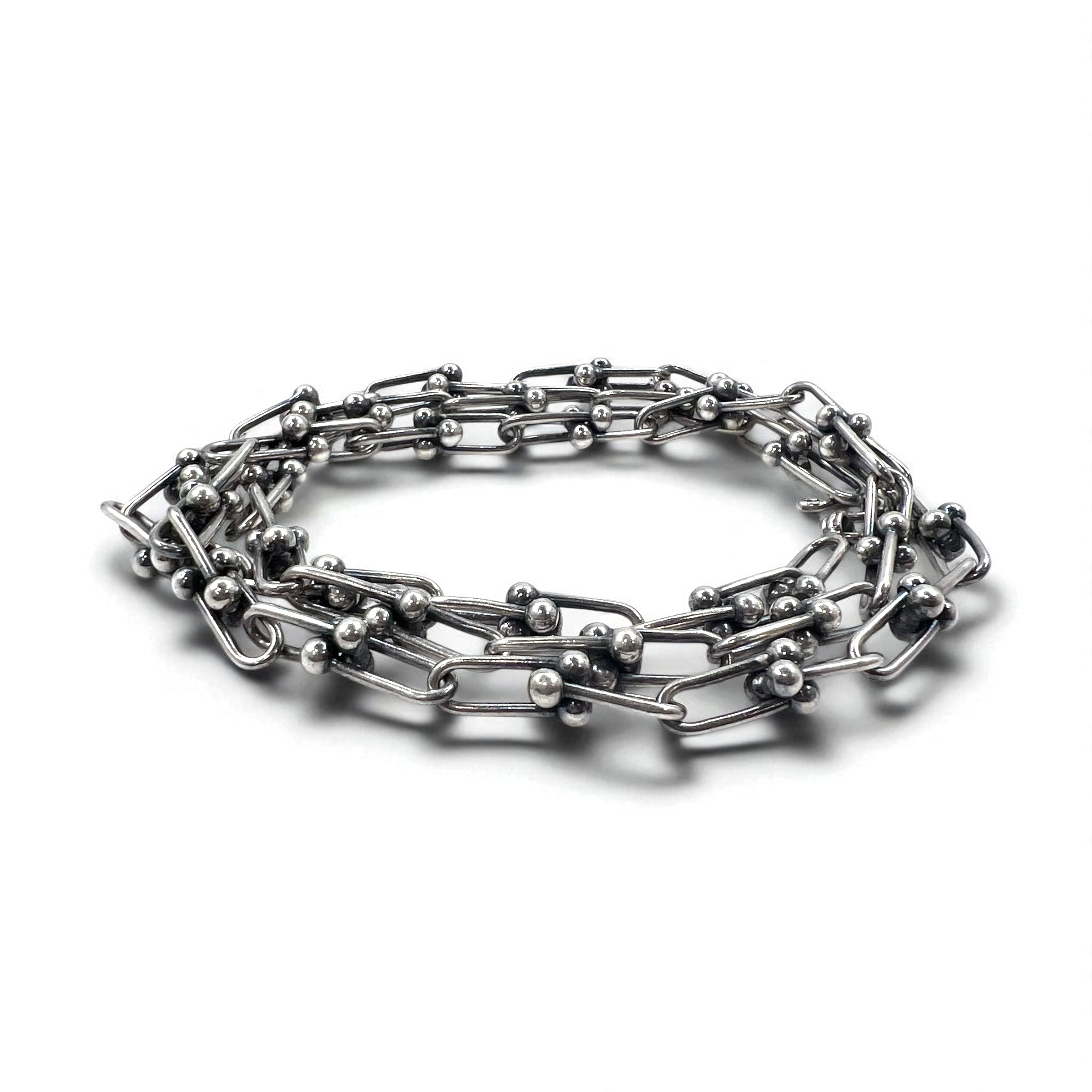 Collana vintage in argento con catena a maglie, braccialetto a 3 fili in argento 925, utilizzabile in 2 modi