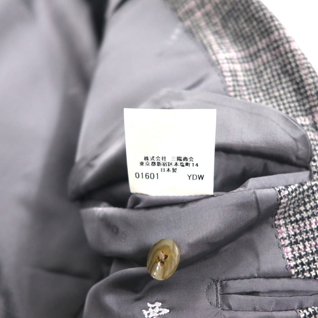 BURBERRY Giacca in tweed 2 bottoni misto cashmere, taglia M, grigia a quadri, lana, Made in Japan