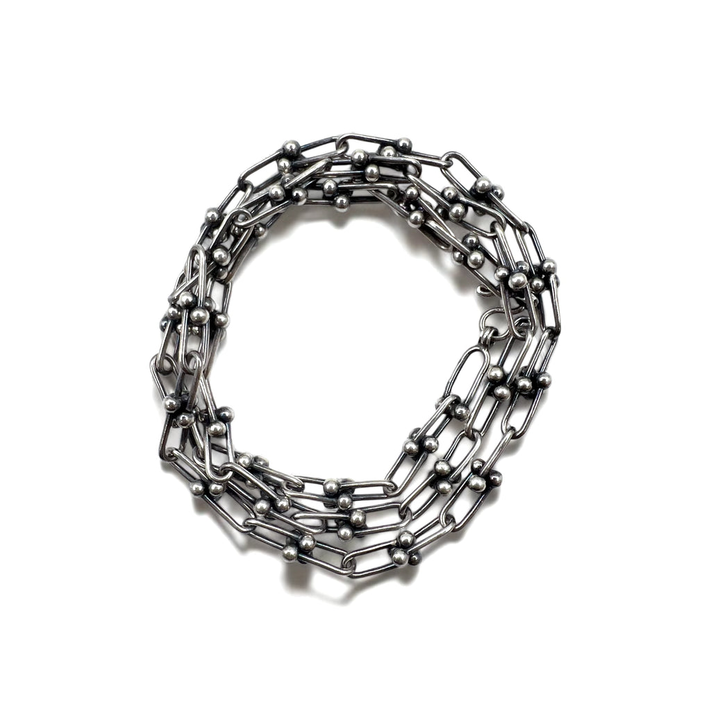 Collana vintage in argento con catena a maglie, braccialetto a 3 fili in argento 925, utilizzabile in 2 modi